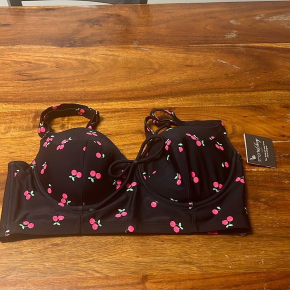 Smart and Sexy SA625 Sweet Cherry Lightly Lined Longline Bikini Swim Top, 36C - Picture 1 of 4